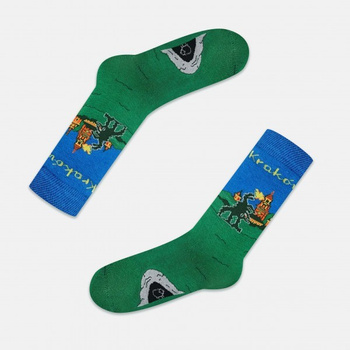 SKARPETY KRAKOWSKIE Z MOTYWEM ZIEJĄCEGO SMOKA